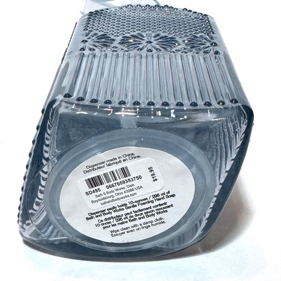 Blue FLORAL Glass Foaming Hand Soap Dispenser - Picture 2 of 4